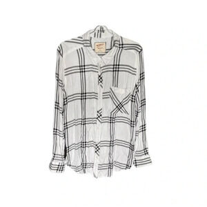 Arizona Jeans Black White Button Down Boyfriend Fit Women’s XL